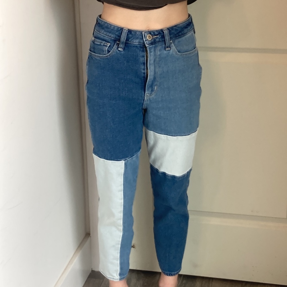 Hollister Ultra High Rise Patchwork Mom Stretch Denim Jean - Size 24 X 25